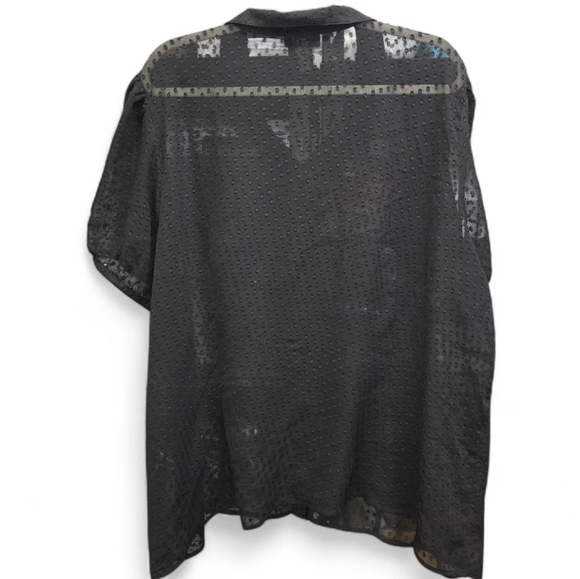 Lane Bryant Black Swiss Dot Ruffle Button Front Blouse 26/28 Sheer Plus Size - Picture 2 of 4